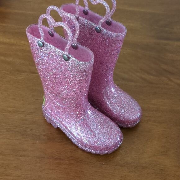 Western Chief Toddler Girls' Abby Shimmer Glitter light up Rain boots size 6 GUC - Picture 4 of 11